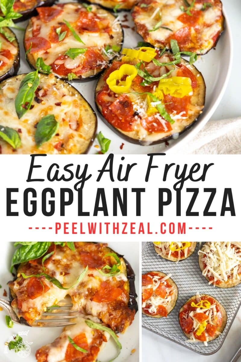 Eggplant pizzas on a plate.