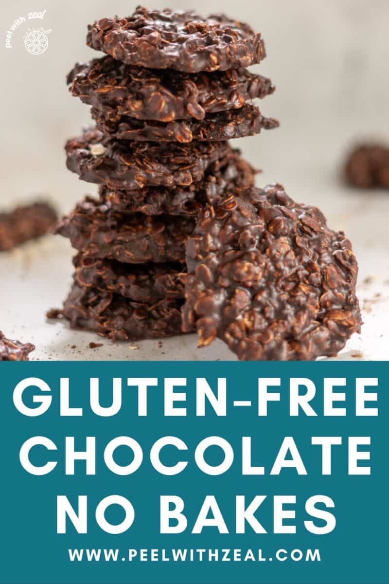 Stack of no bake cookies.
