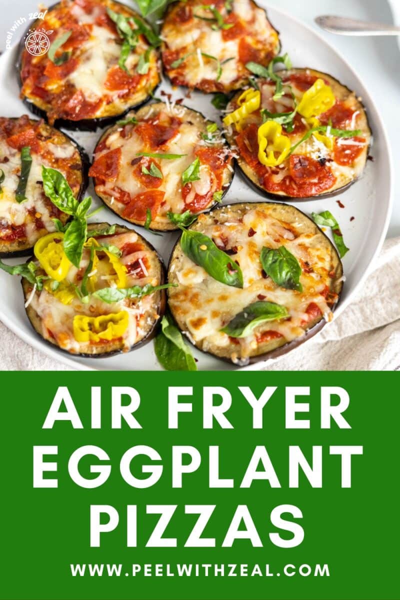 Eggplant pizza bites on a plate.
