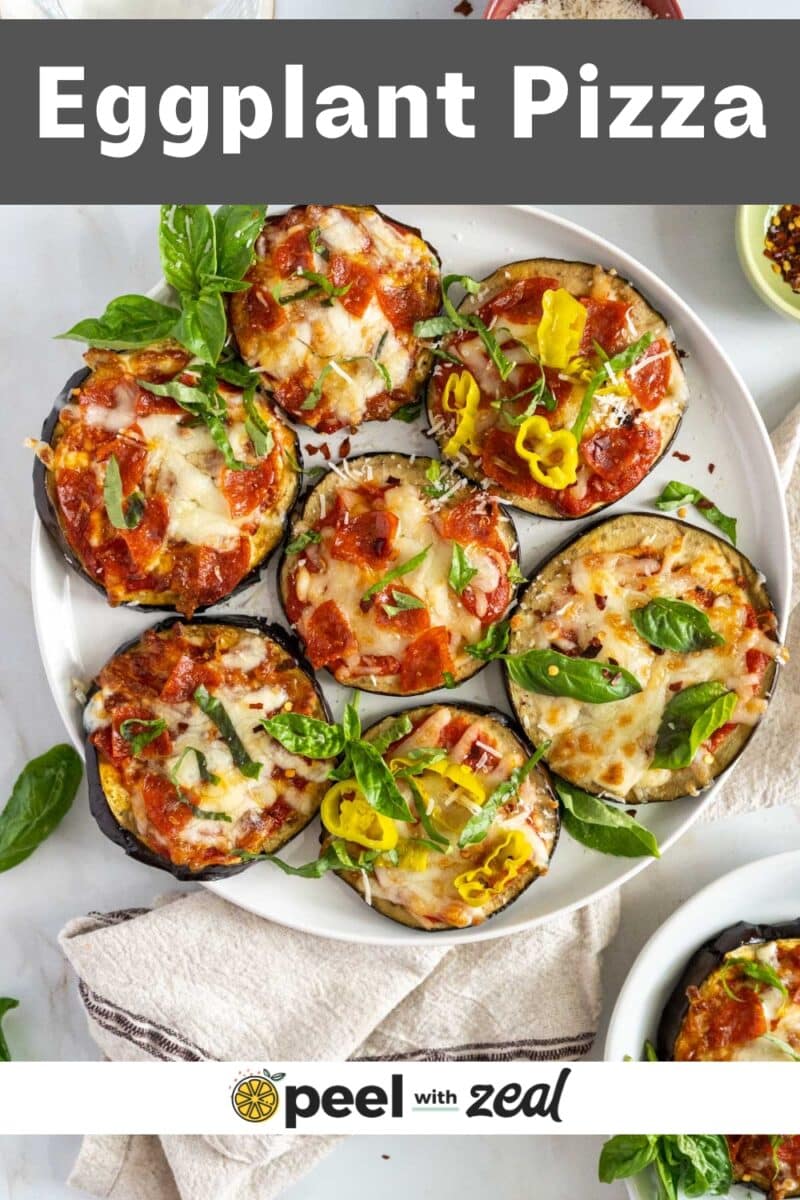 Eggplant pizzas on a plate,