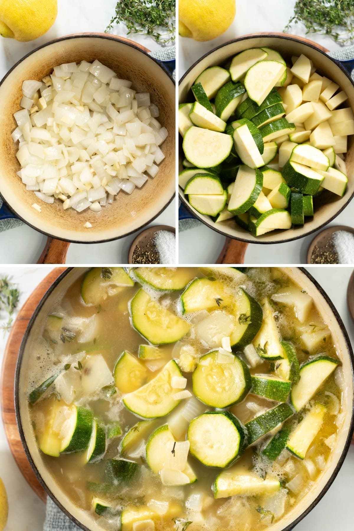 Sauting the onion and adding the veggies to the stock pot.