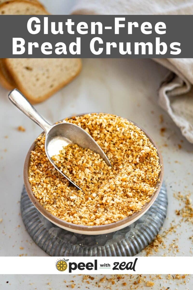Gluten-free bread crumbs in a bowl.