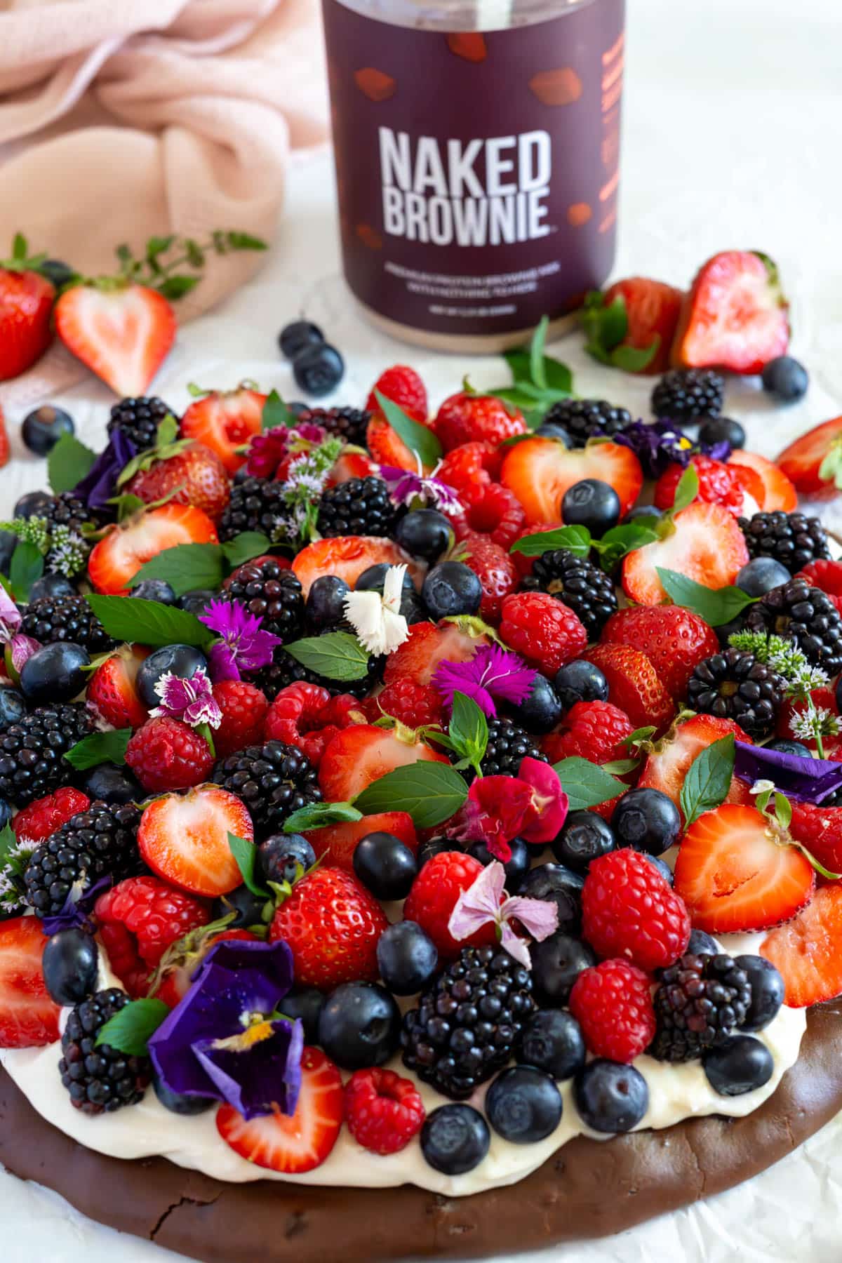 Naked brownie fruit pizza.