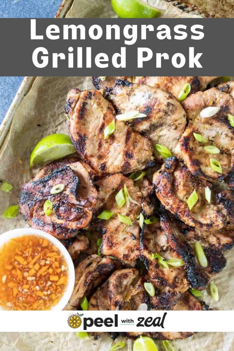 Vietnamese grilled pork on a tray.