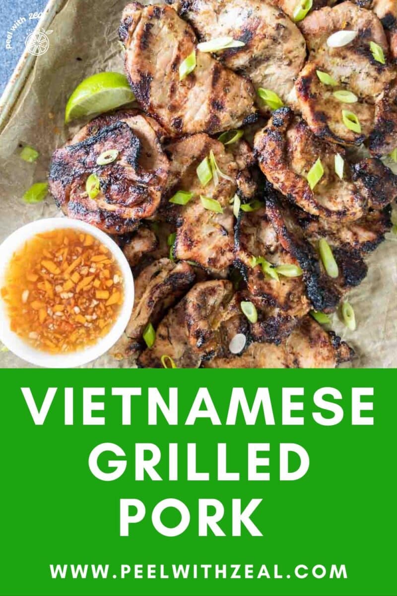 Vietnamese grilled pork on a tray.