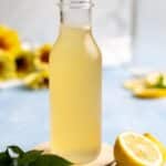 A bottle lemon simple syrup.