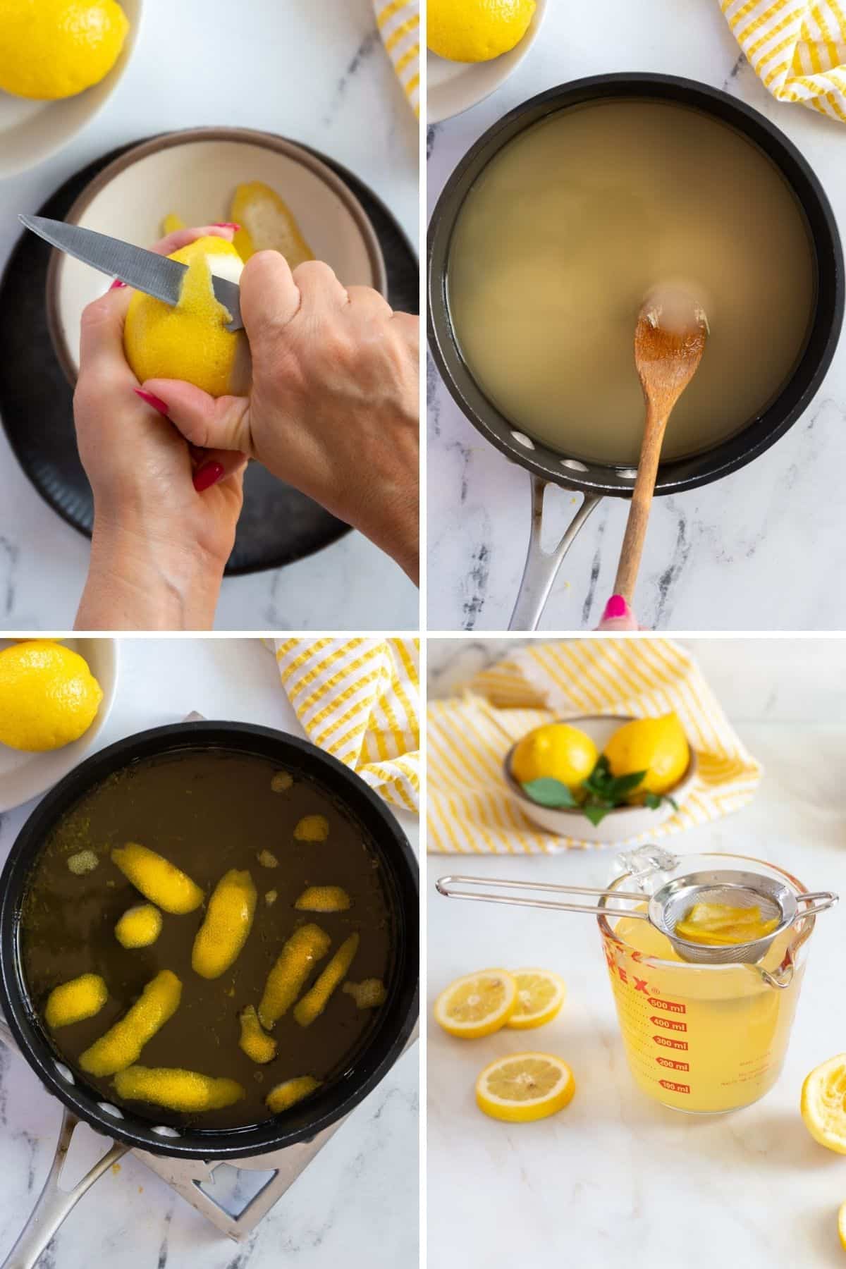 Making lemon syrup.
