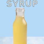 Chilled bottle of lemon simple syrup.