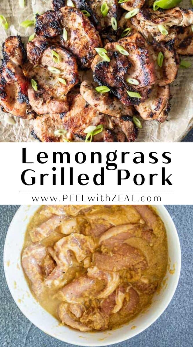 Grilled pork and a lemongrass marinade.