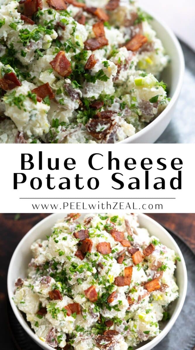 Blue cheese potato salad with bacon.