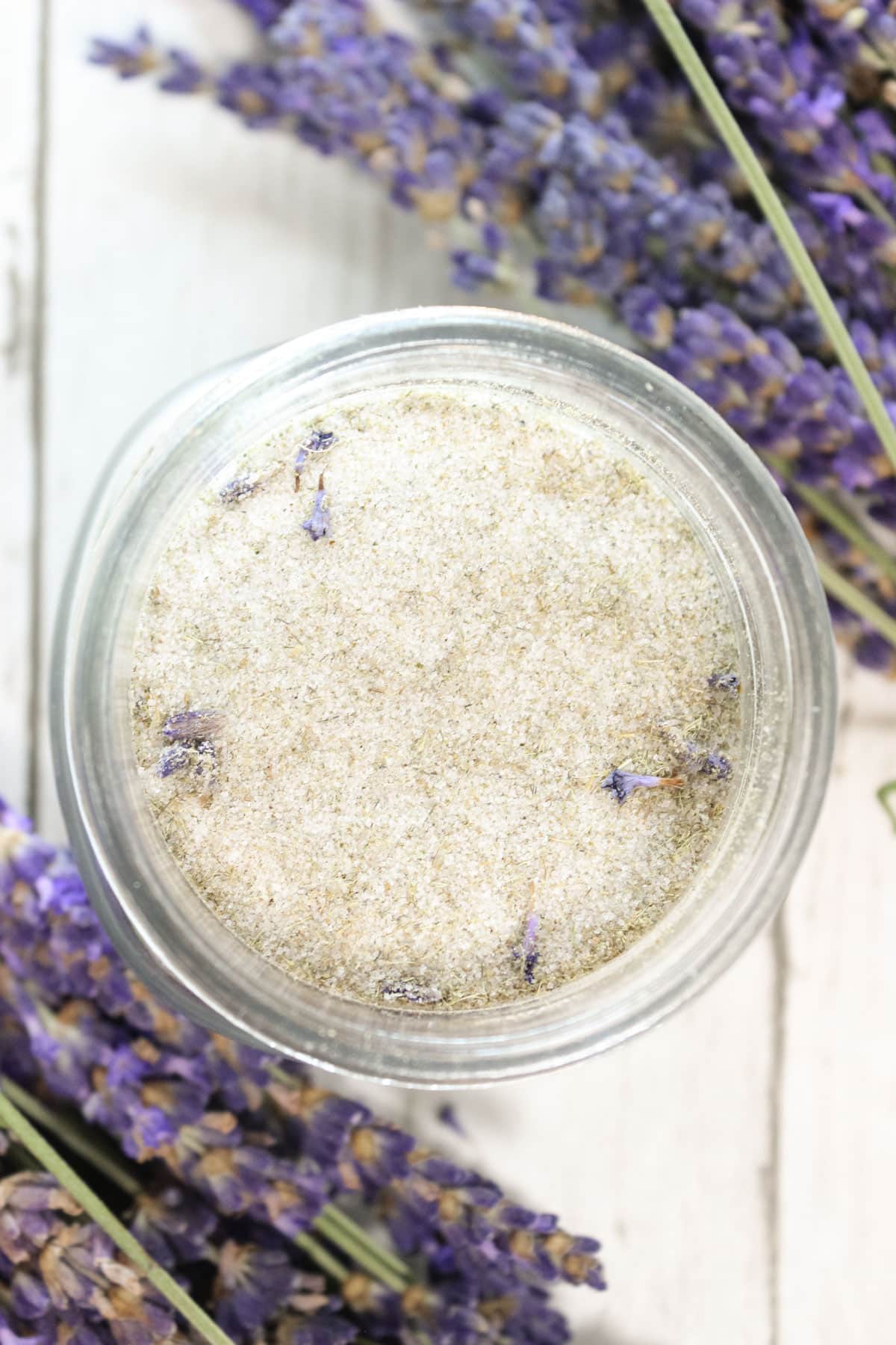 A jar with lavender sugar.