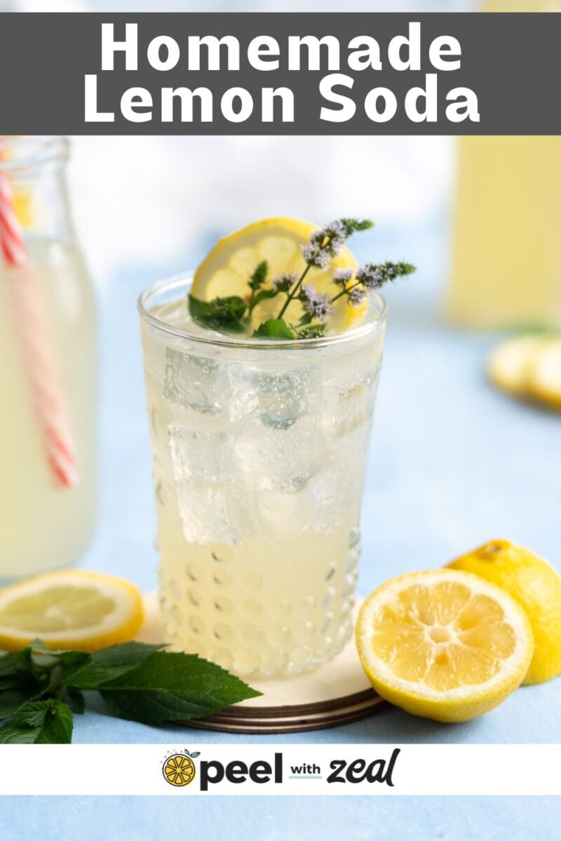 Homemade lemon soda in a glass.
