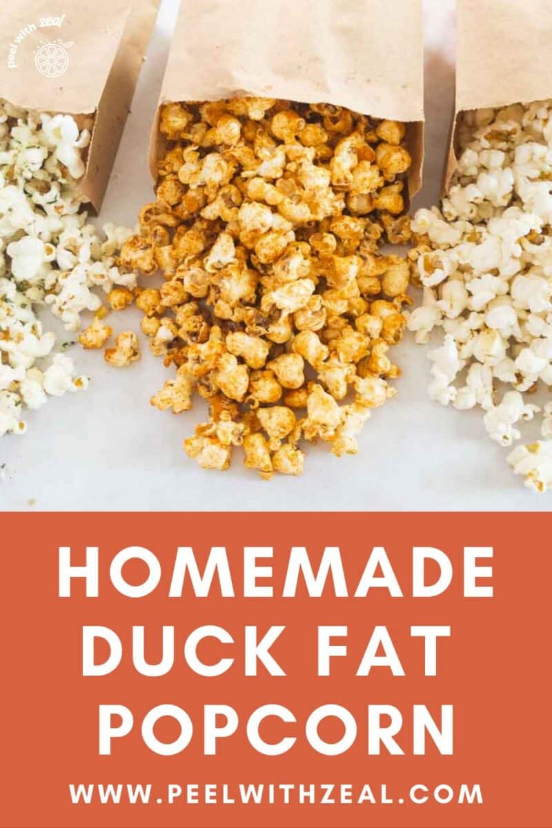 Bags of homemade popcorn with different flavors.