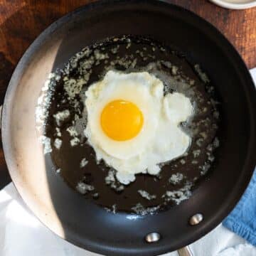 Egg in a frying pan.