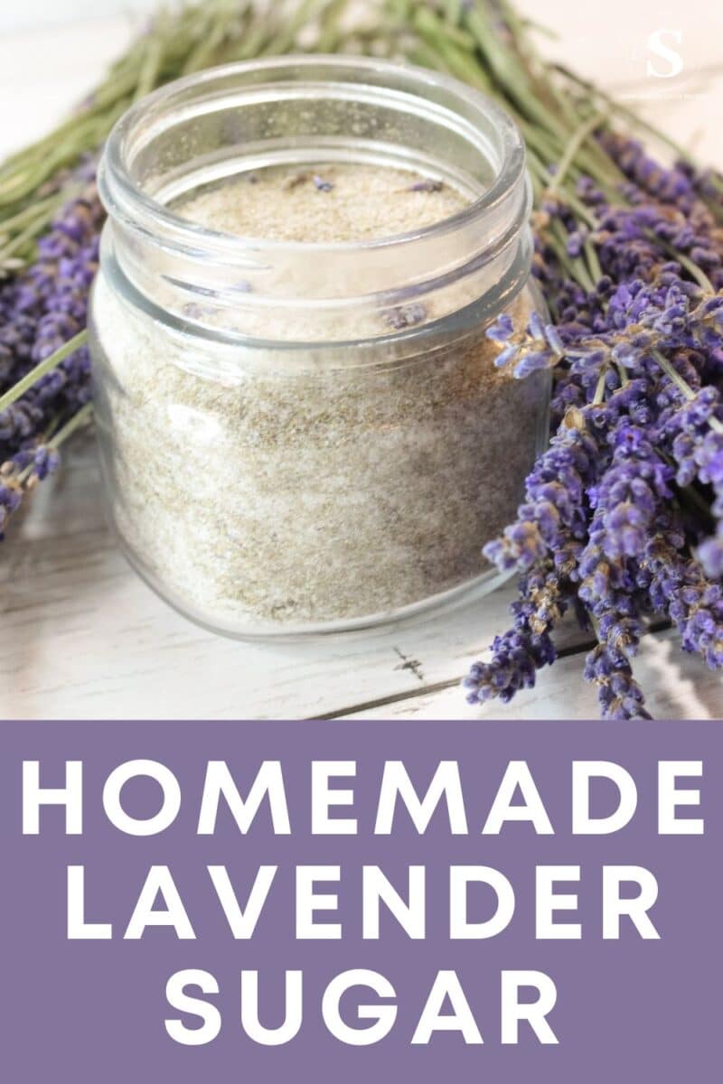 A jar with lavender sugar.