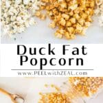 Different savory flavors of homemade duck fat popcorn.