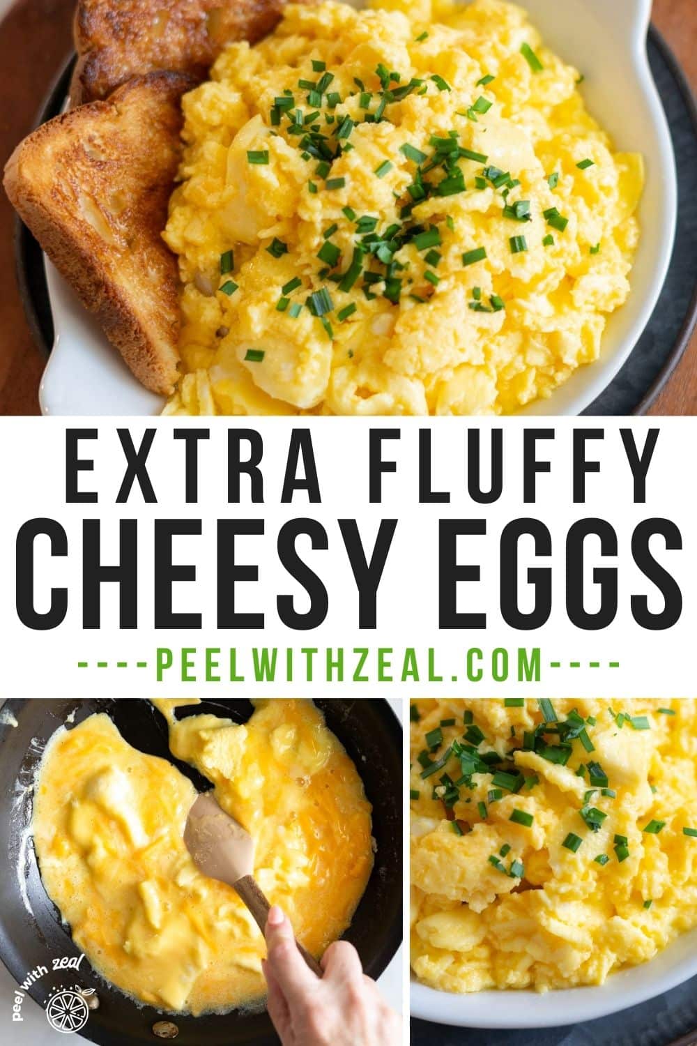 Fluffy Scrambled Eggs with Cheese - Peel with Zeal