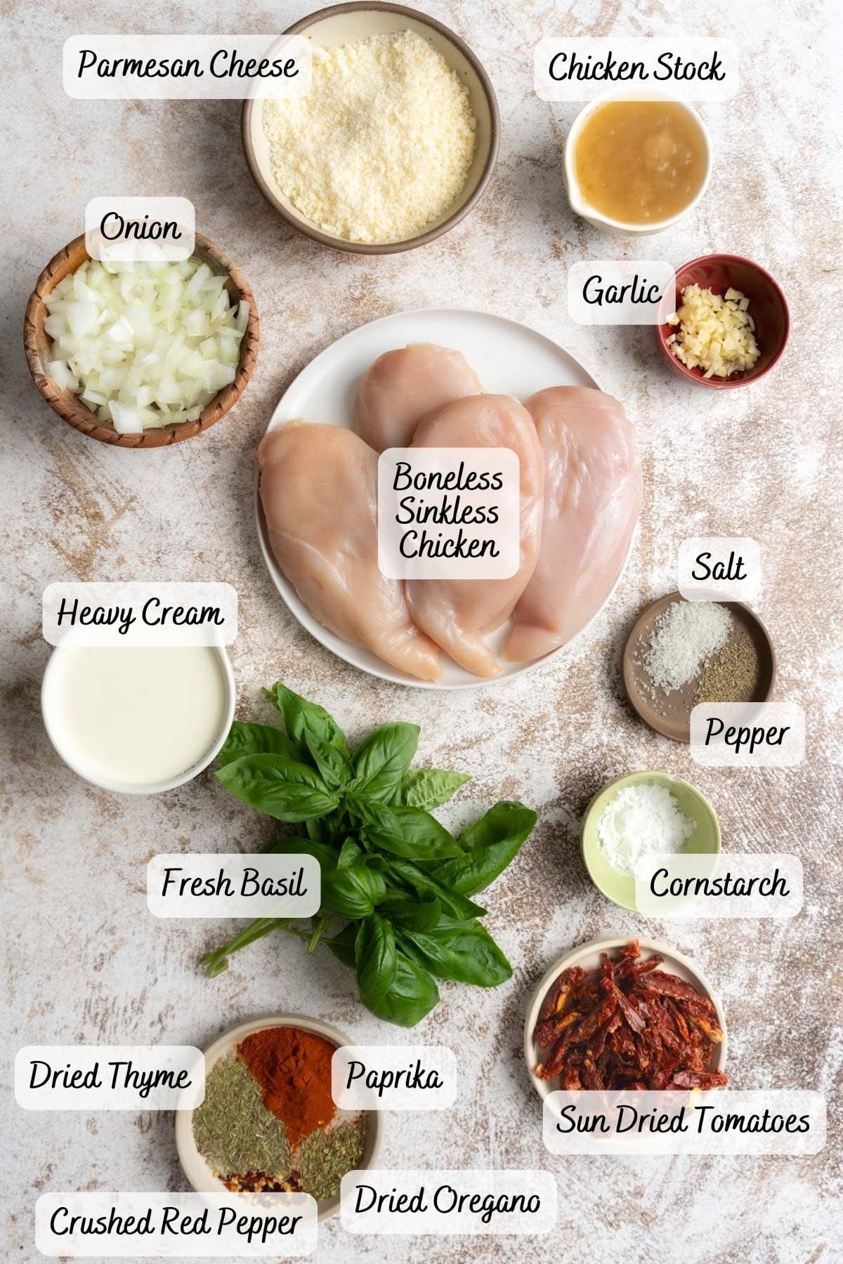 Recipe ingredients on a counter.