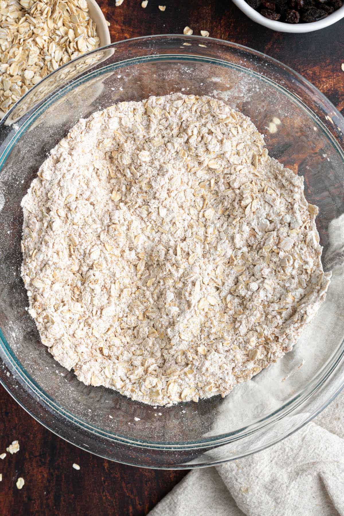 Dry ingredients in a large bowl.