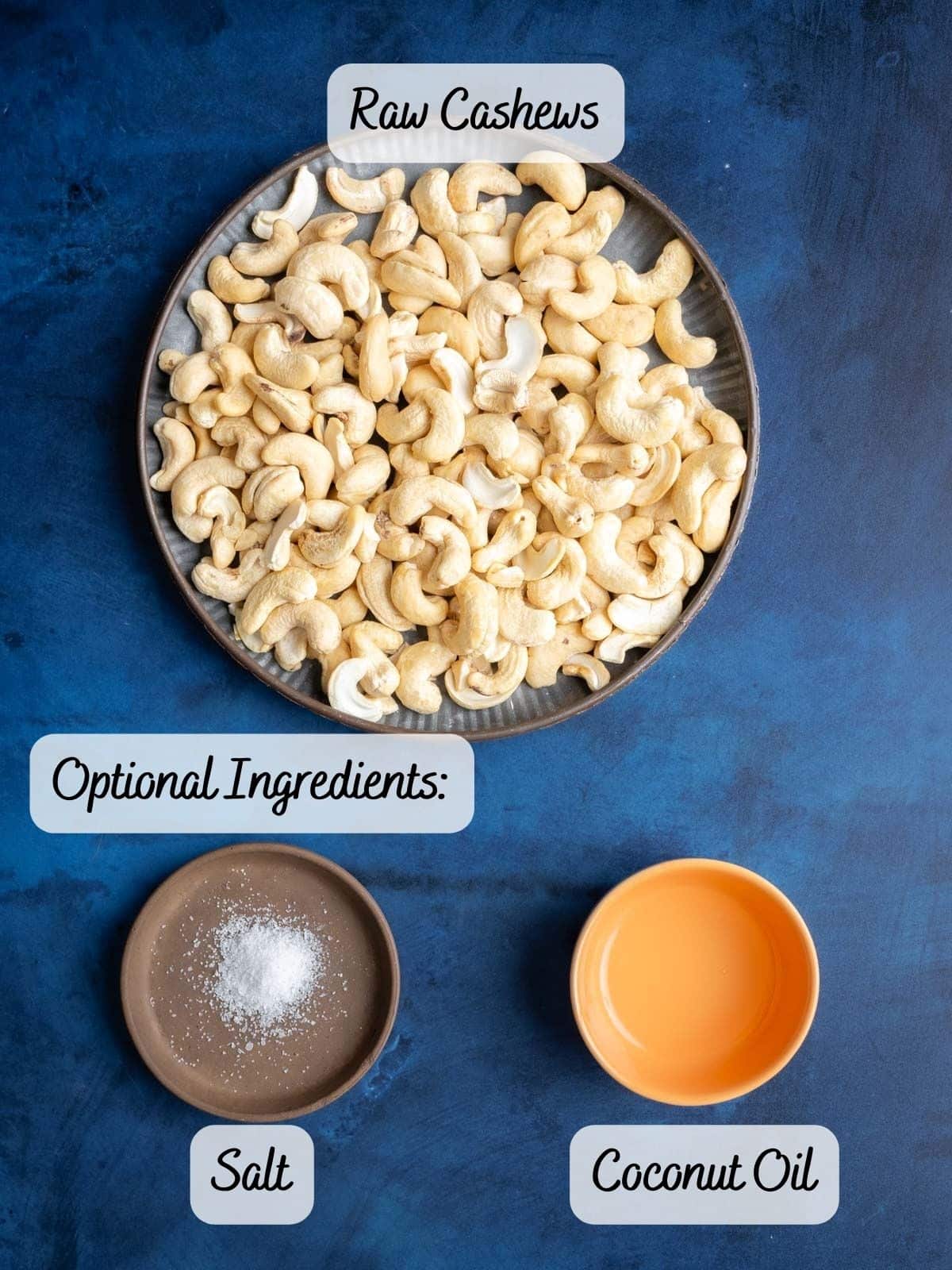 Cashew butter recipe ingredients on a counter.