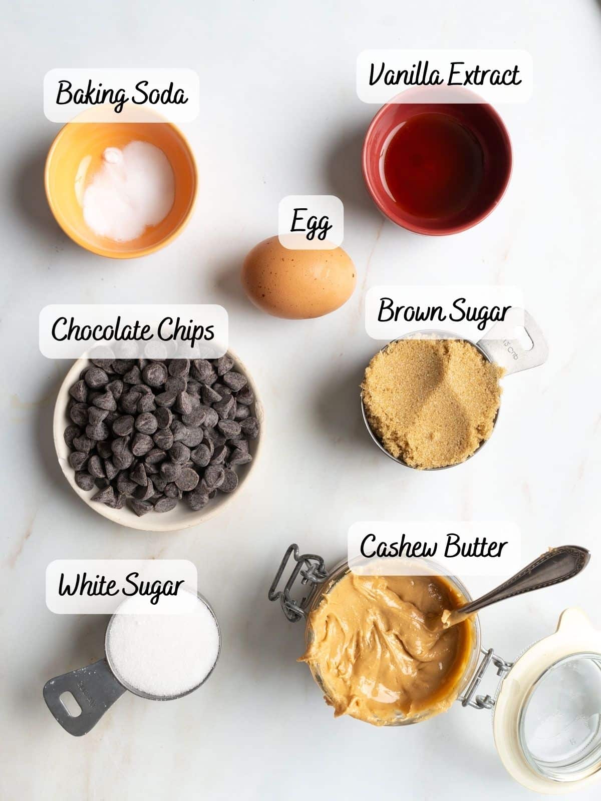 Cookie ingredients on a counter.