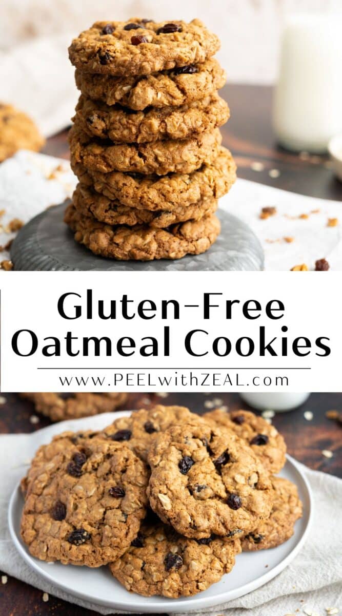 Stack of gluten-free oatmeal cookies.