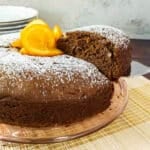 Glute free spice cake on a cake plate.