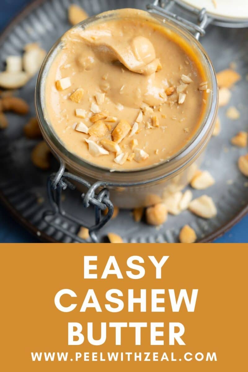 Homemade cashew butter in a jar.
