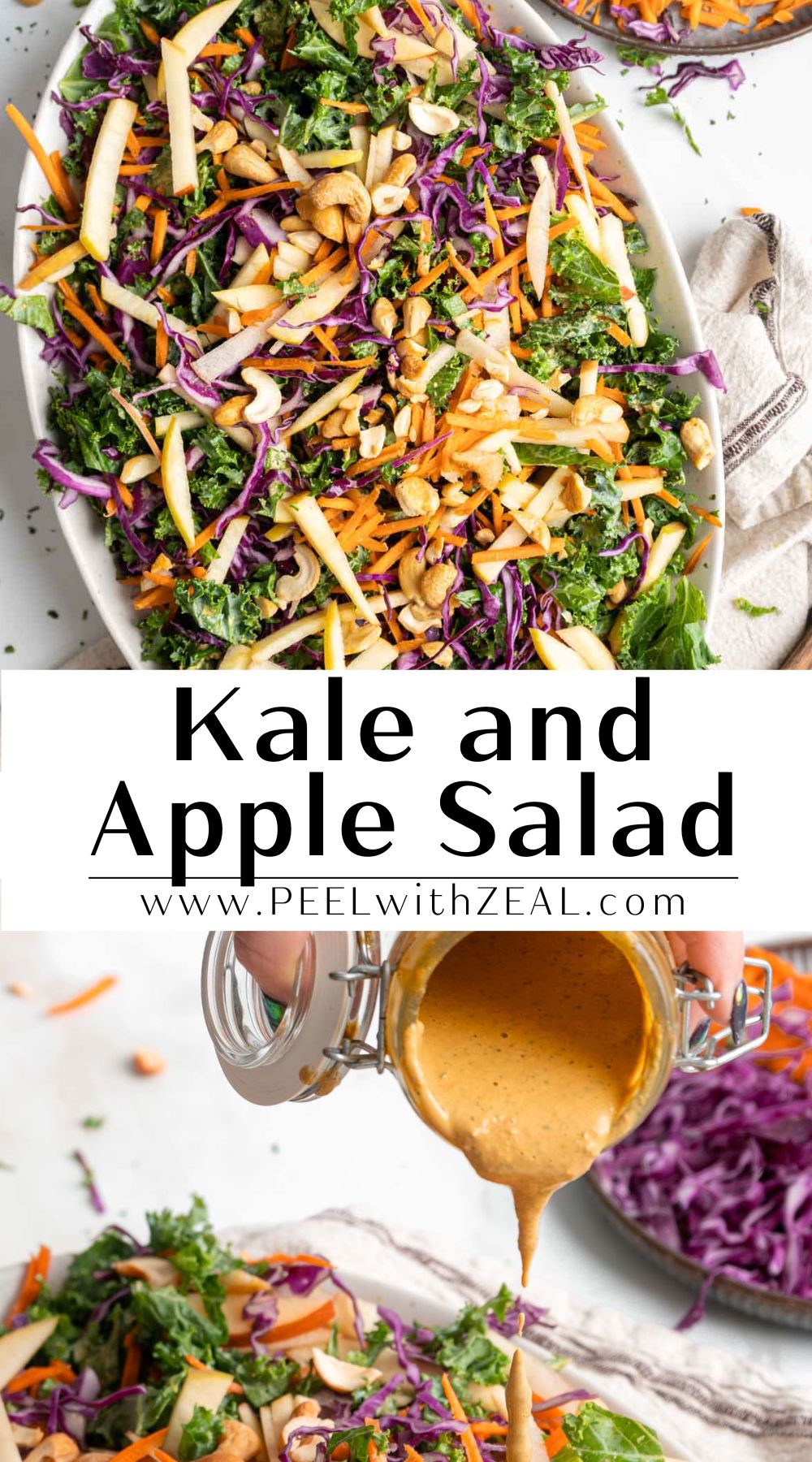 Kale Apple Slaw with Cashew Dressing - Peel with Zeal