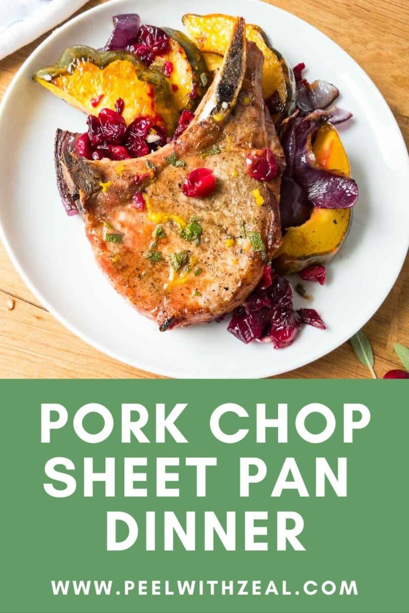 Pork chop dinner on a plate.