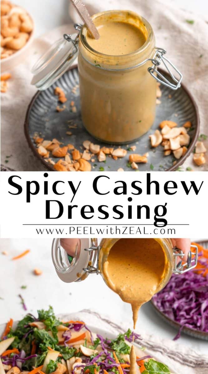 Pouring dressing on salad.