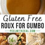 Gluten free gumbo made with a dark roux.