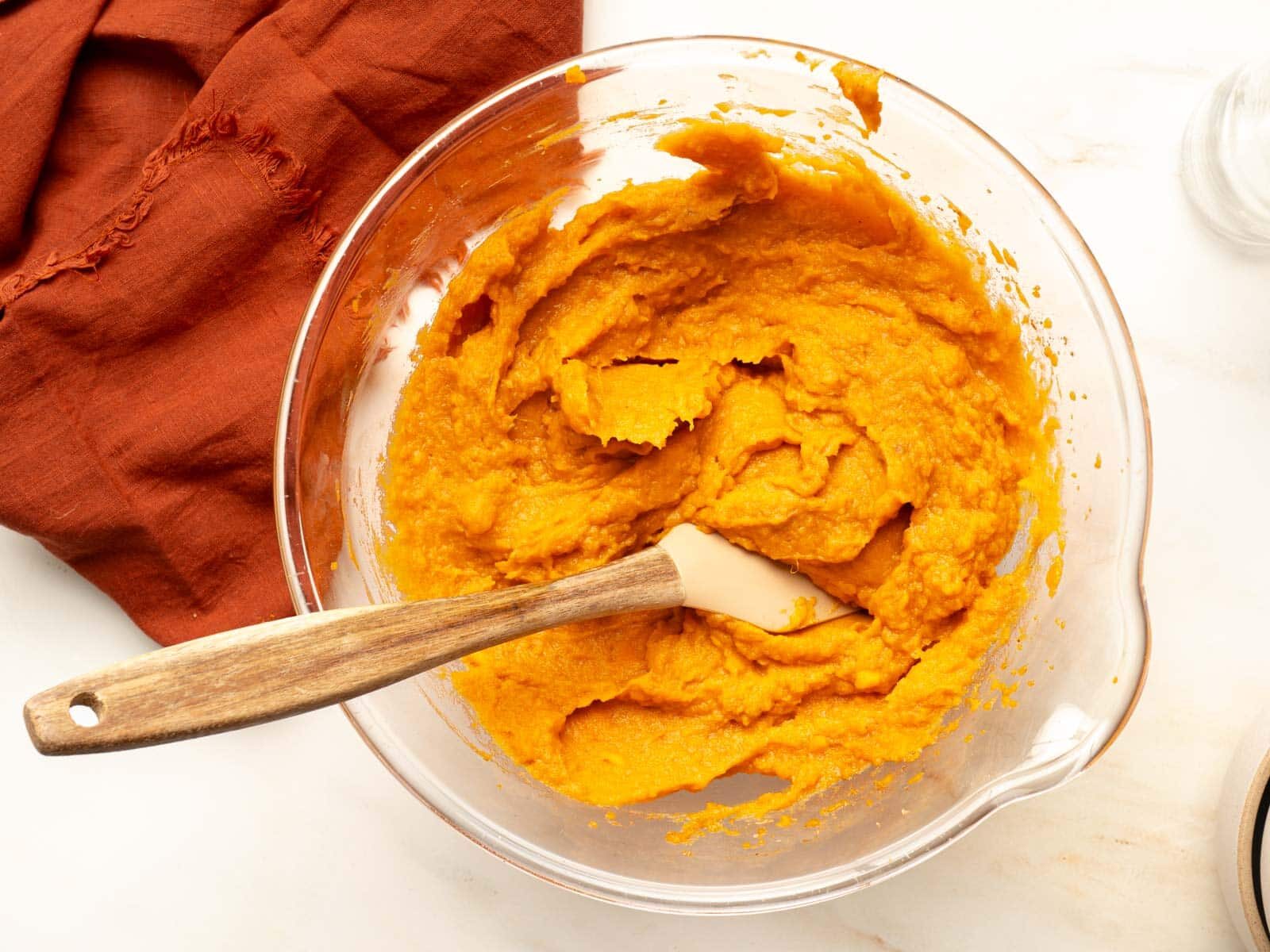 Sweet potato puree in a bowl.