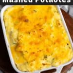 Baked mashed potatoes with cheese.