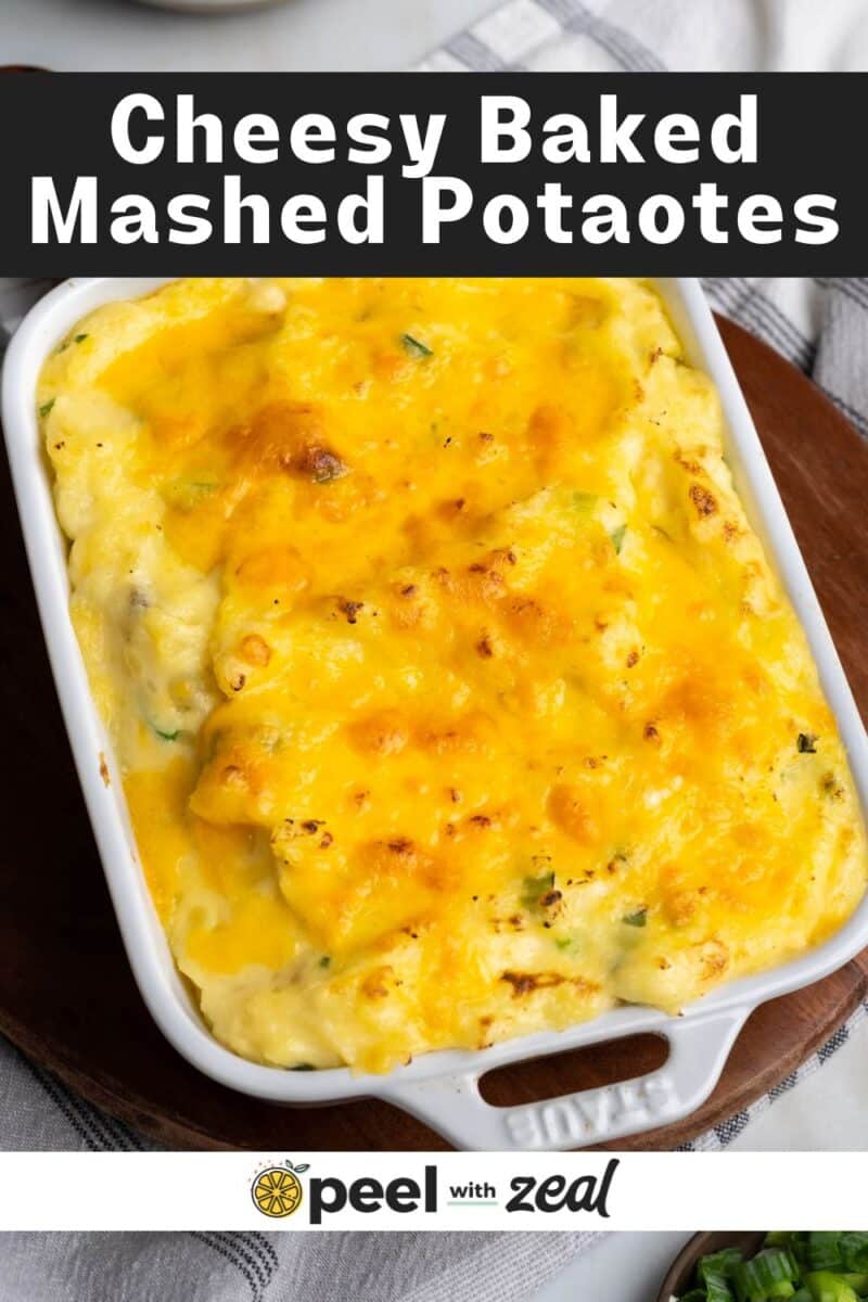 Baked mashed potatoes with cheese.