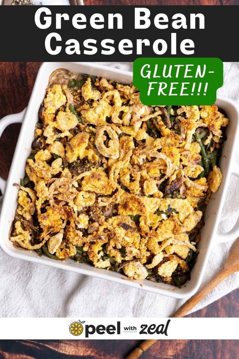 Green bean casserole in a baking dish.