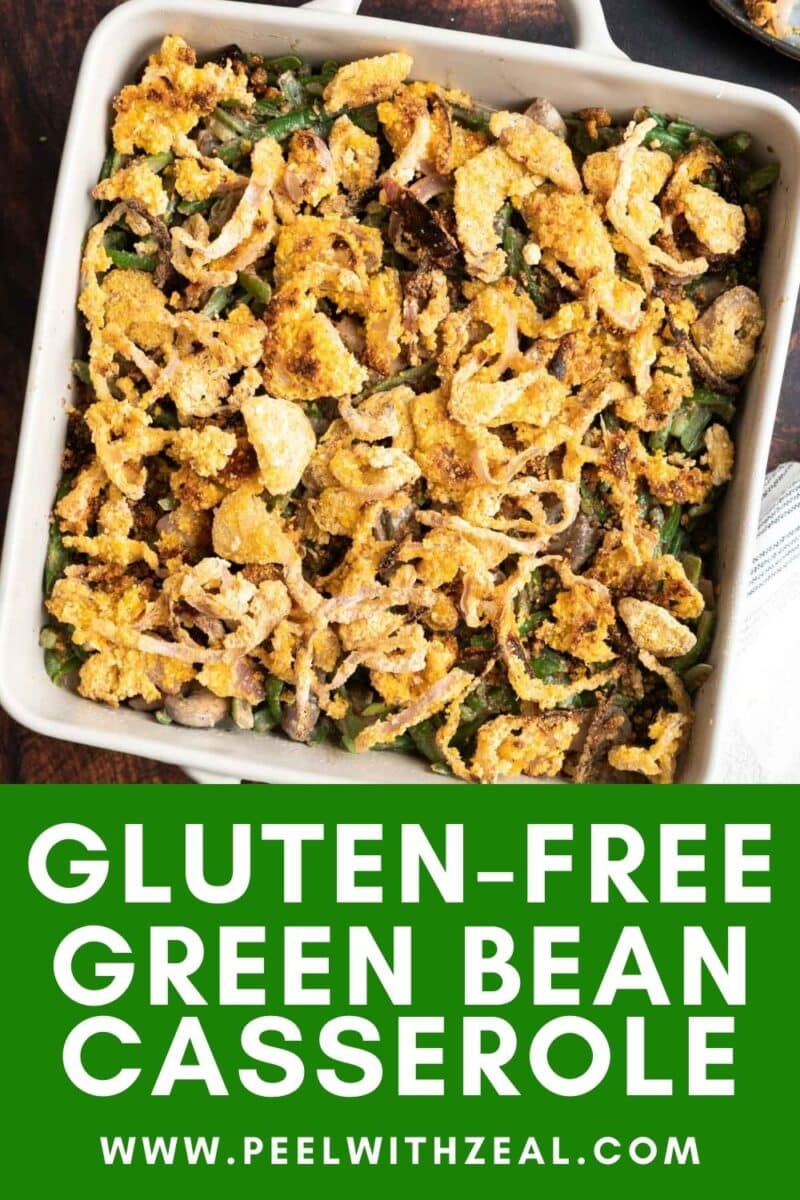 Green bean casserole in a baking dish.
