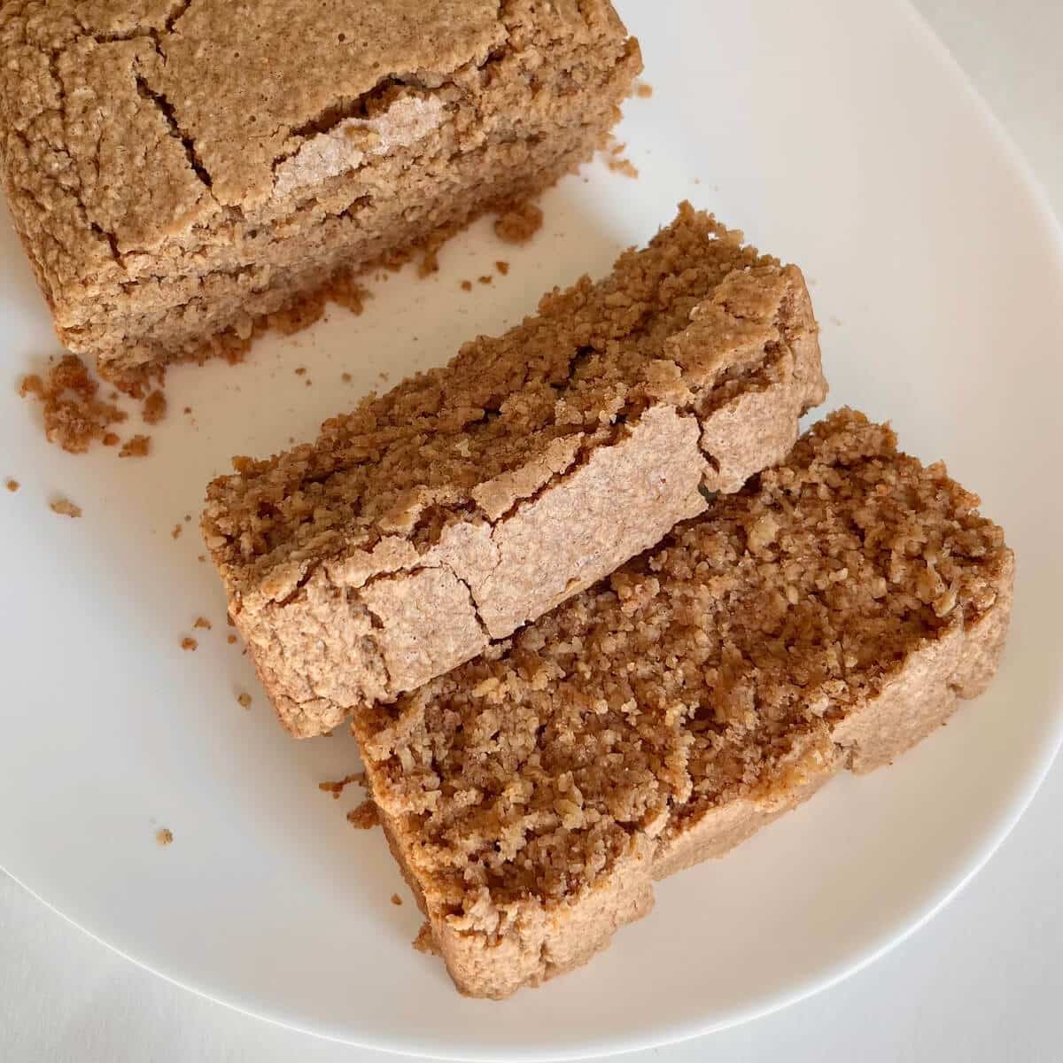 Slices of oat flour cake on a plate.