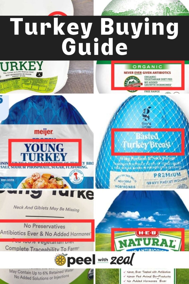 Collage highlighting differing turkey labels.