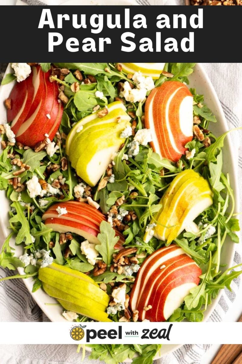 Pear salad topped with pecans.