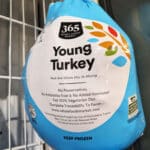 frozen turkey in its packaging.