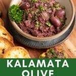 Kalamata olive tapenade in a bowl.