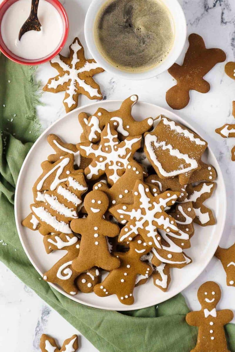 Gluten-free gingerbread cookies in a bowl.