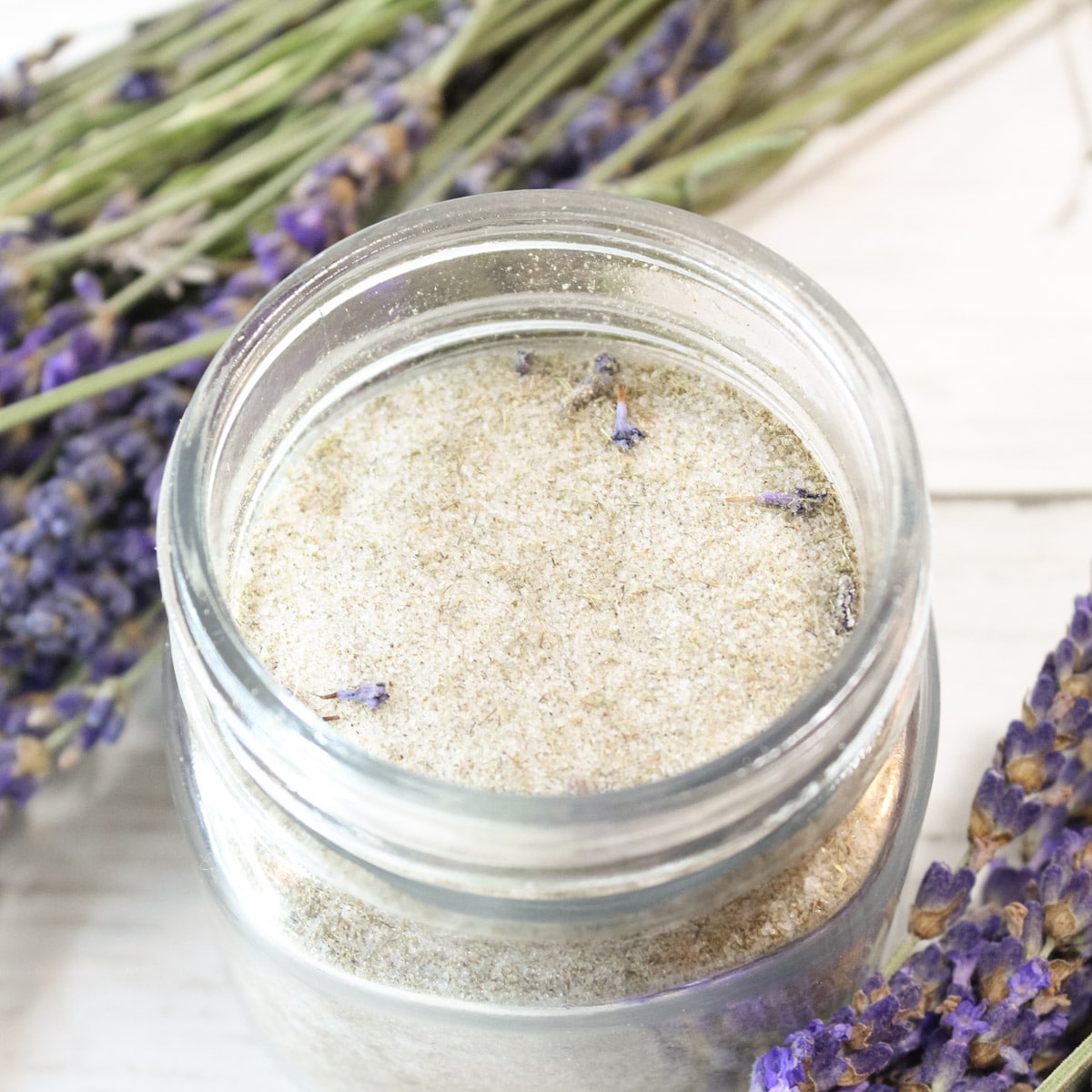 Lavender sugar in a jar. 