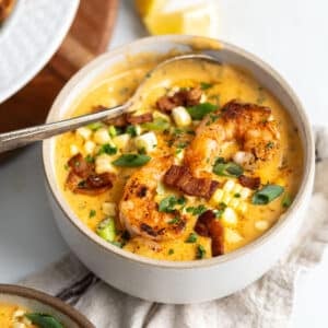 A bowl of shrimp bisque.