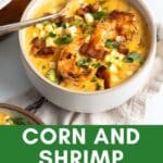 Creamy corn and shrimp soup.