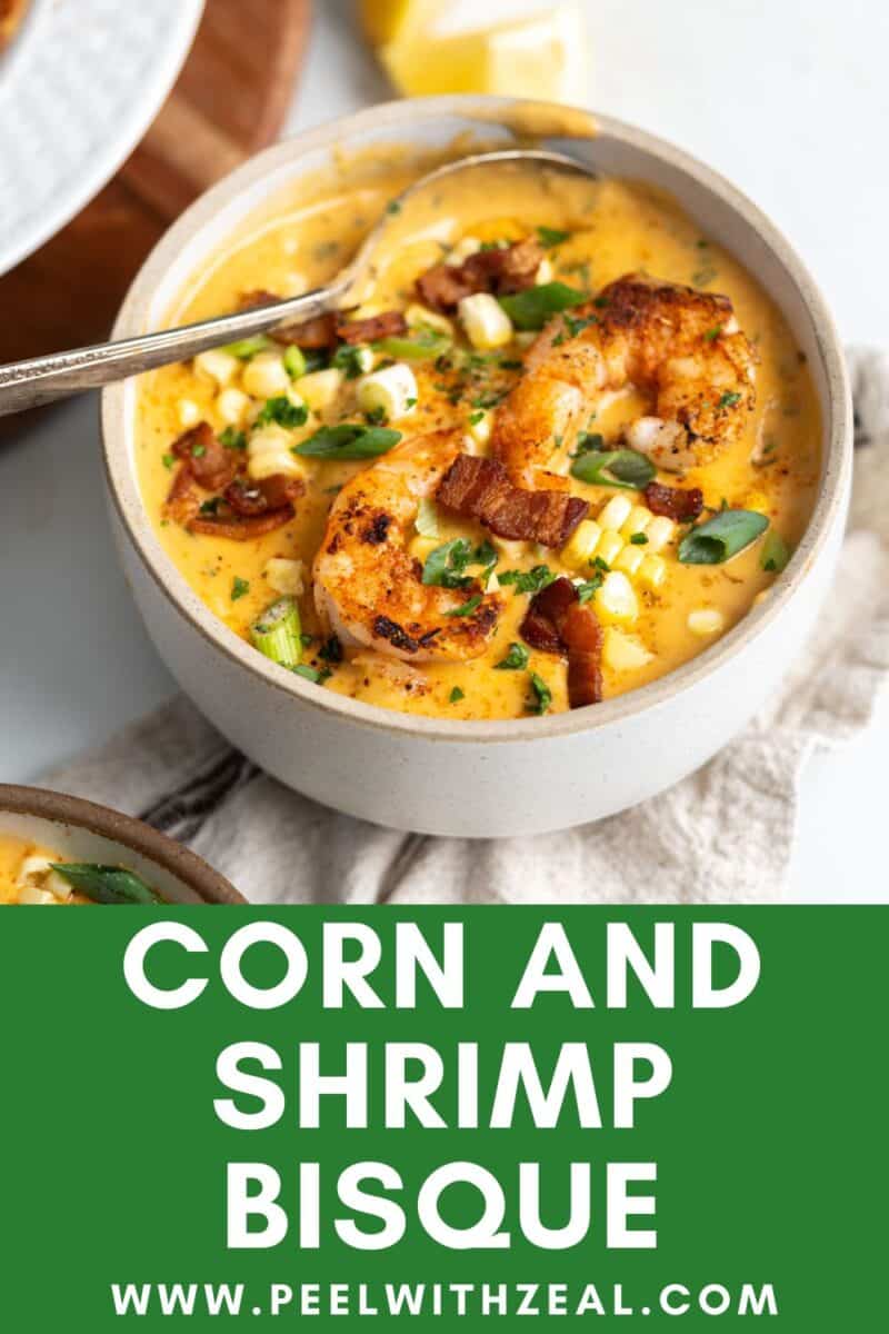Creamy corn and shrimp soup.