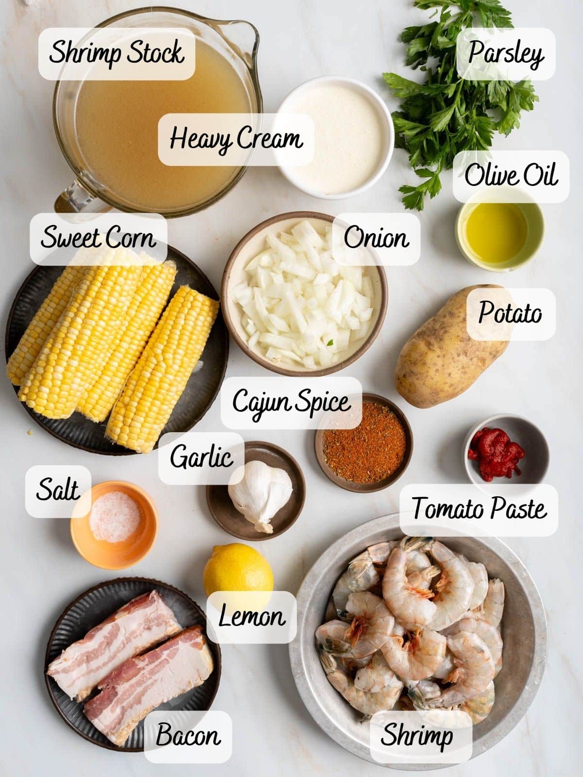Recipe ingredients on a counter.