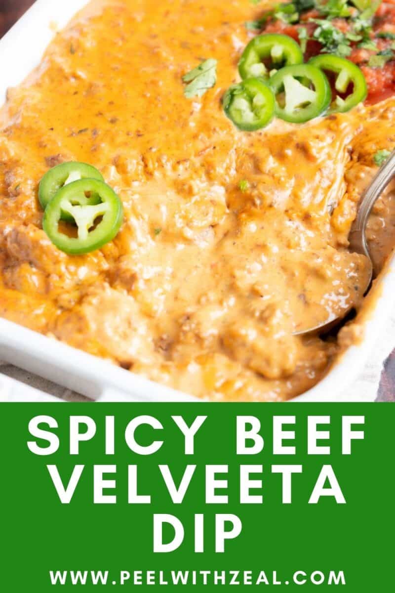 Cheese dip with beef in a dish.