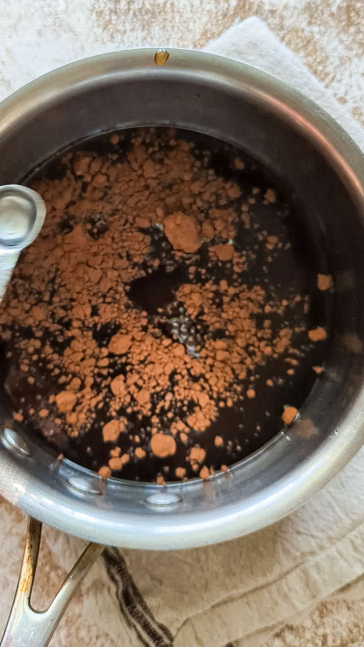 Irish cream ingredients in a pot.